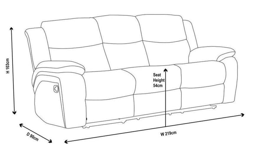 Legend Grey Fabric 3 Seater Recliner Sofa-10