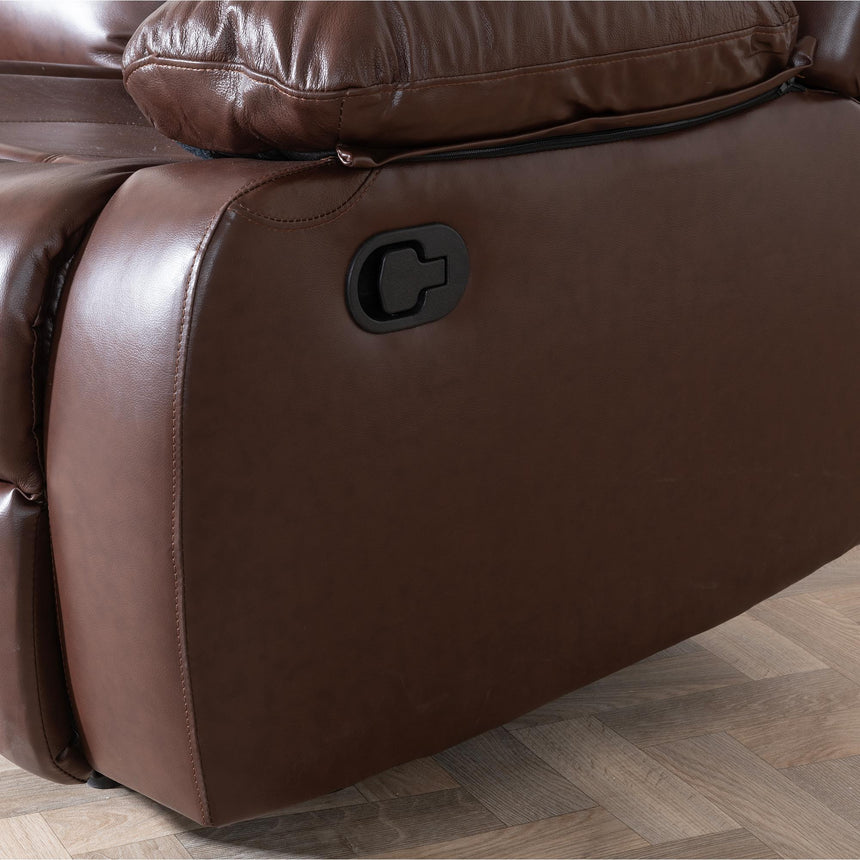London Brown Leather 2 Seater Recliner Sofa-7