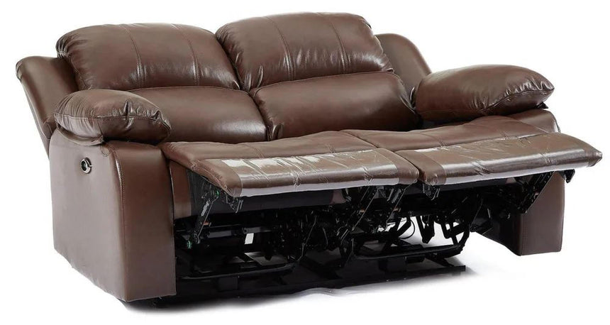London Brown Leather 2 Seater Recliner Sofa-9