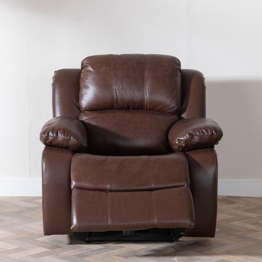 London Brown Leather Recliner Armchair-4
