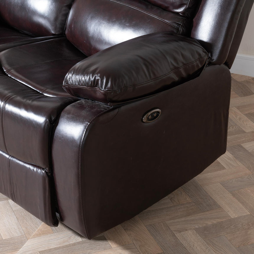 London Burgundy Leather 2 Seater Recliner Sofa-8