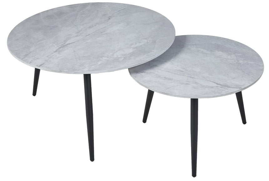 Glade Grey Round Ceramic Coffee Table (Set of 2)-4
