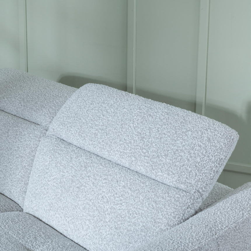 Inca Light Grey Teddy Fabric 3 Seater Electric Recliner Sofa-6