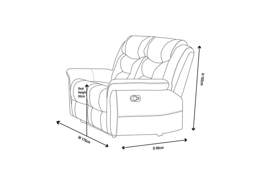 Dudley Silvano Blue Fabric 2 Seater Recliner Sofa-10