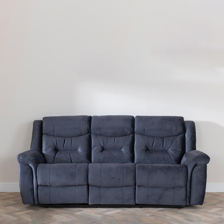 Dudley Silvano Blue Fabric 3 Seater Recliner Sofa-4