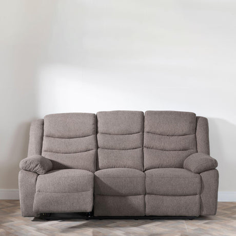 Windsor Brown Fabric 3 Seater Recliner Sofa-2