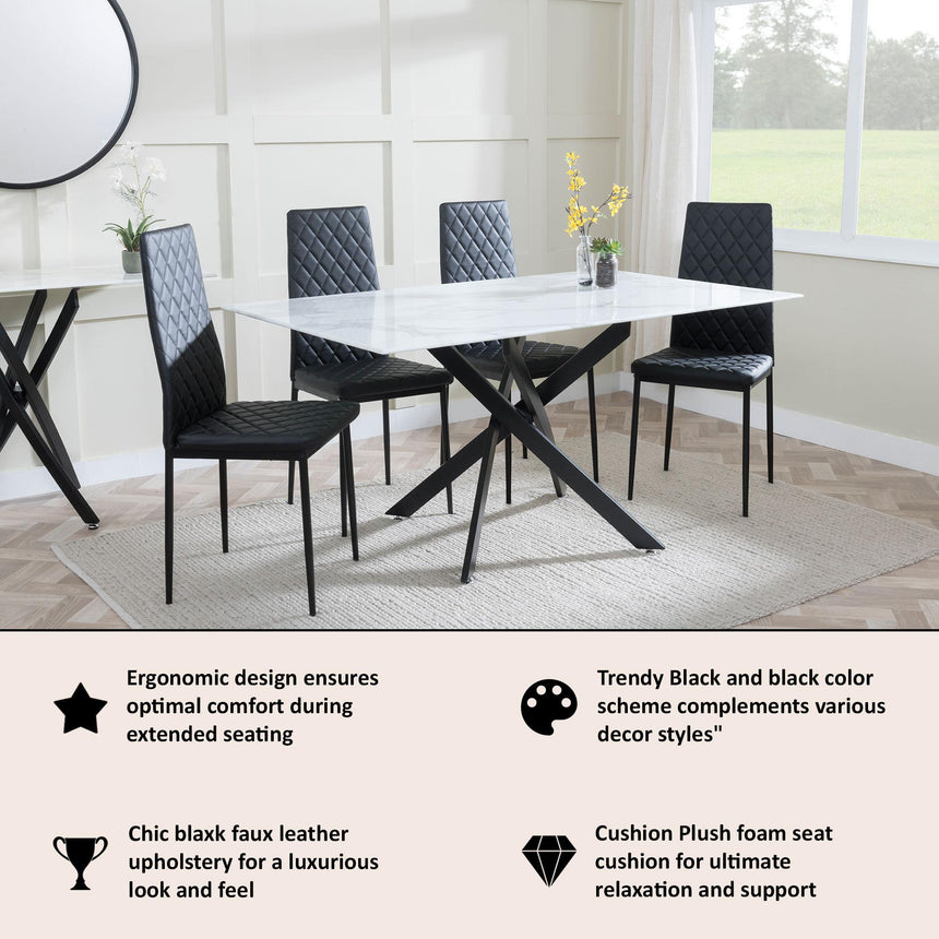 Clearance - Metro Dining Chairs in Black Colour Leather and Black Metal Legs-12