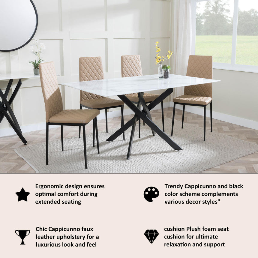 Clearance - Metro Dining Chairs in Cappuccino Colour Leather and Black Metal Legs-15