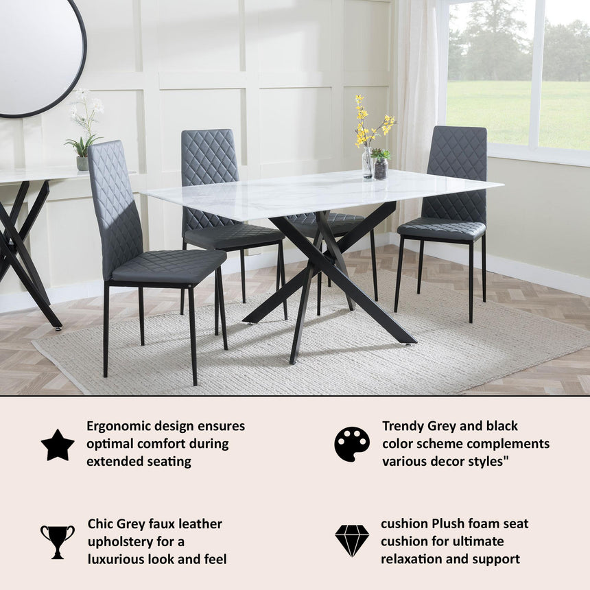 Clearance - Metro Dining Chairs in Grey Colour Leather and Black Metal Legs-10