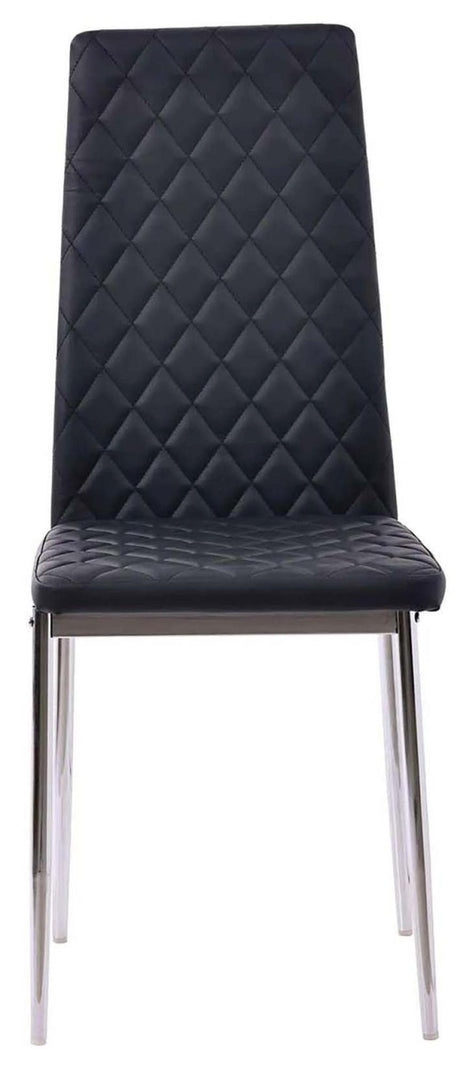 Clearance - Metro Dining Chairs in Black Colour Leather and Chrome Metal Legs-2