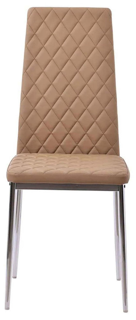 Clearance - Metro Dining Chairs in Cappuccino Colour Leather and Chrome Metal Legs-2
