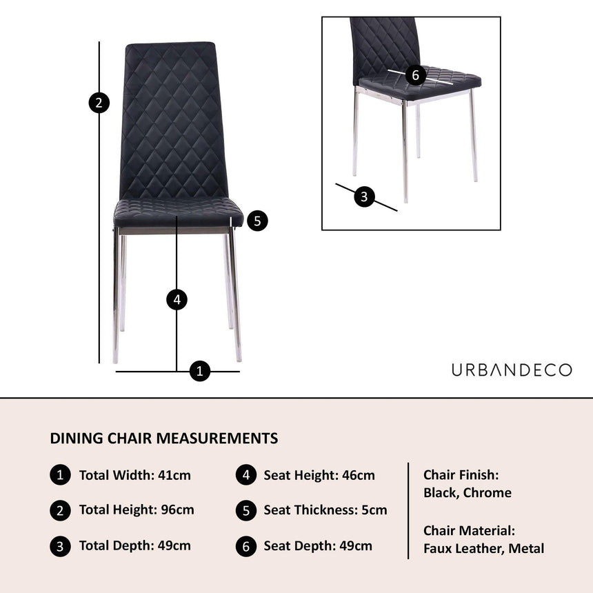 Clearance - Metro Dining Chairs in Black Colour Leather and Chrome Metal Legs-3