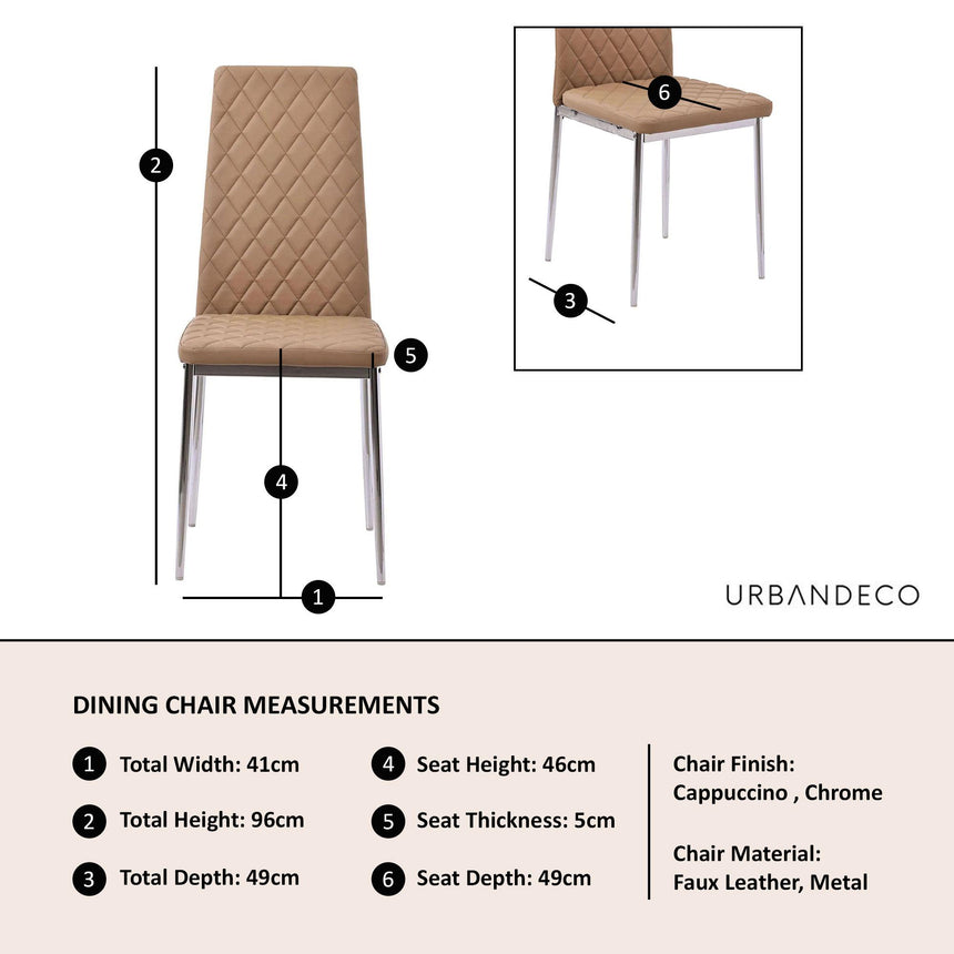 Clearance - Metro Dining Chairs in Cappuccino Colour Leather and Chrome Metal Legs-7