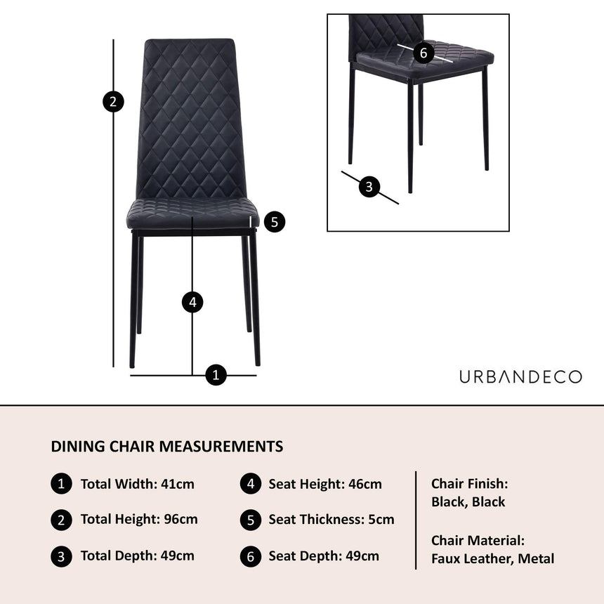 Clearance - Metro Dining Chairs in Black Colour Leather and Black Metal Legs-5