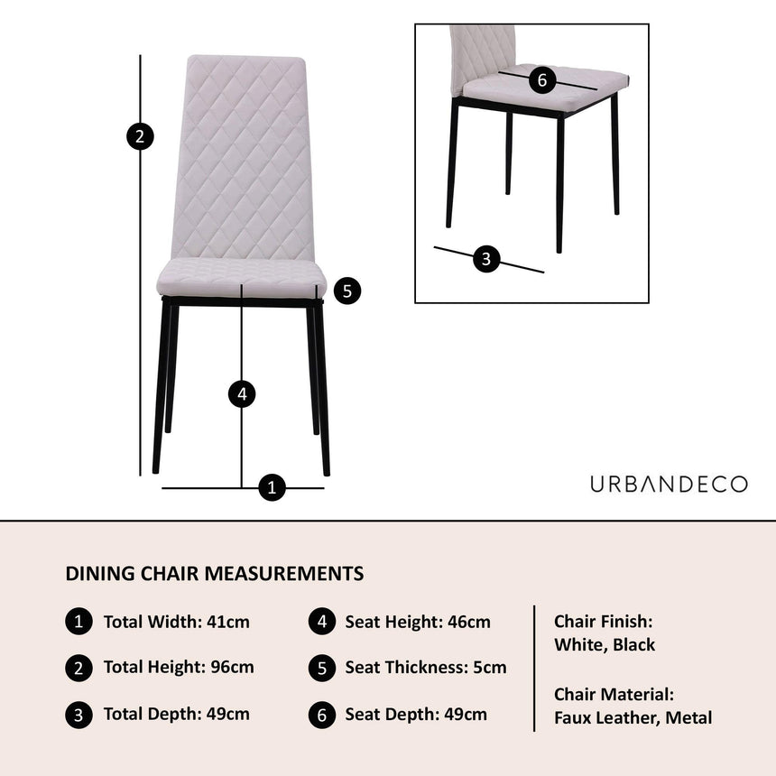 Clearance - Metro Dining Chairs in White Colour Leather and Black Metal Legs-5