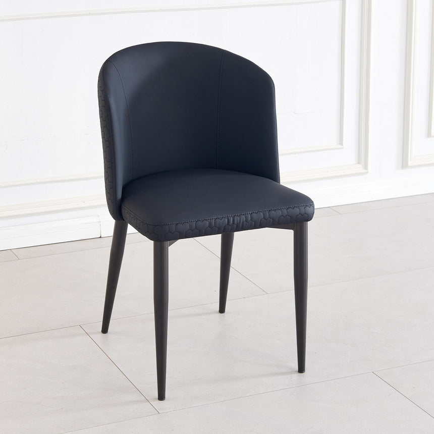 Deco Black Leather Dining Chair with Black Legs-2