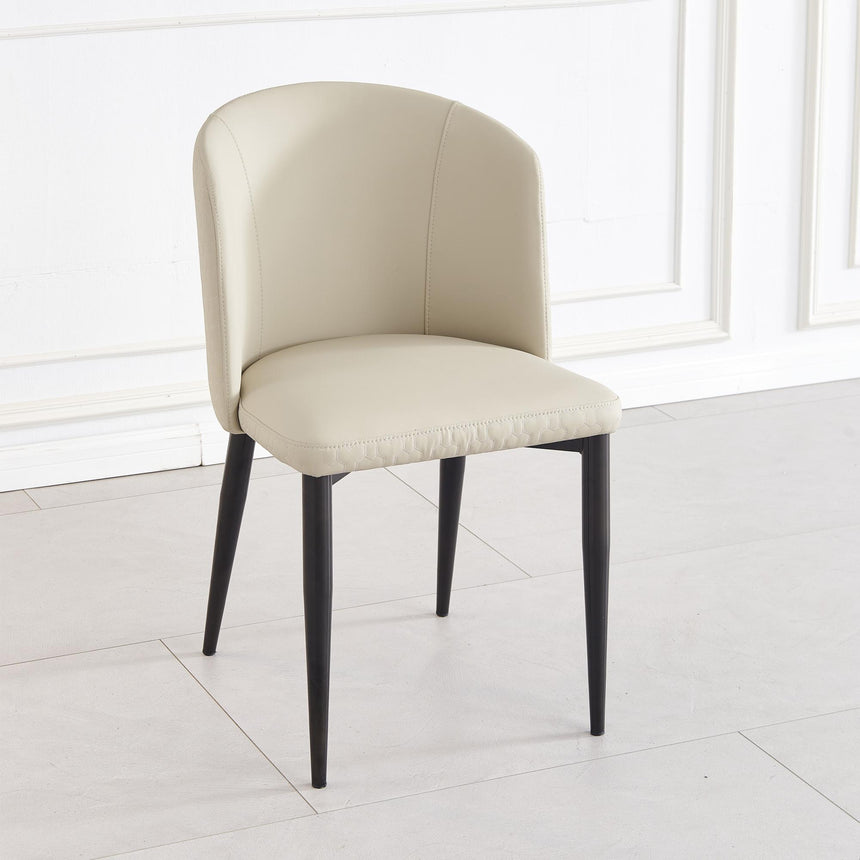Deco Cream Leather Dining Chair with Black Legs-3