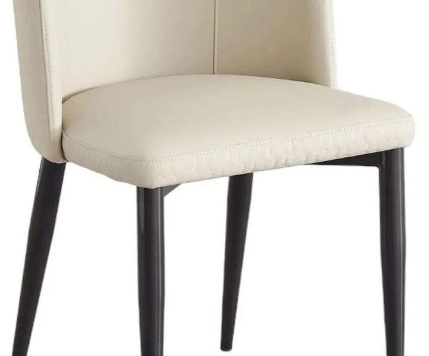 Deco Cream Leather Dining Chair with Black Legs-6