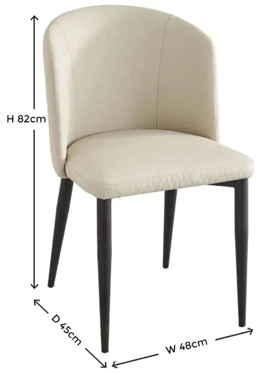 Deco Cream Leather Dining Chair with Black Legs-8