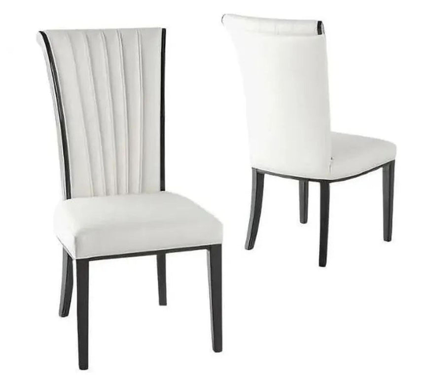 Cadiz White Leather Large High Back Dining Chair with Black Legs-4