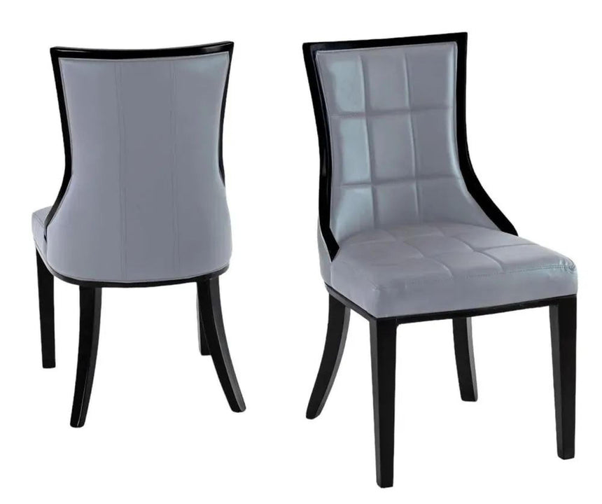 Paris Grey Leather Dining Chair with Black Legs-5