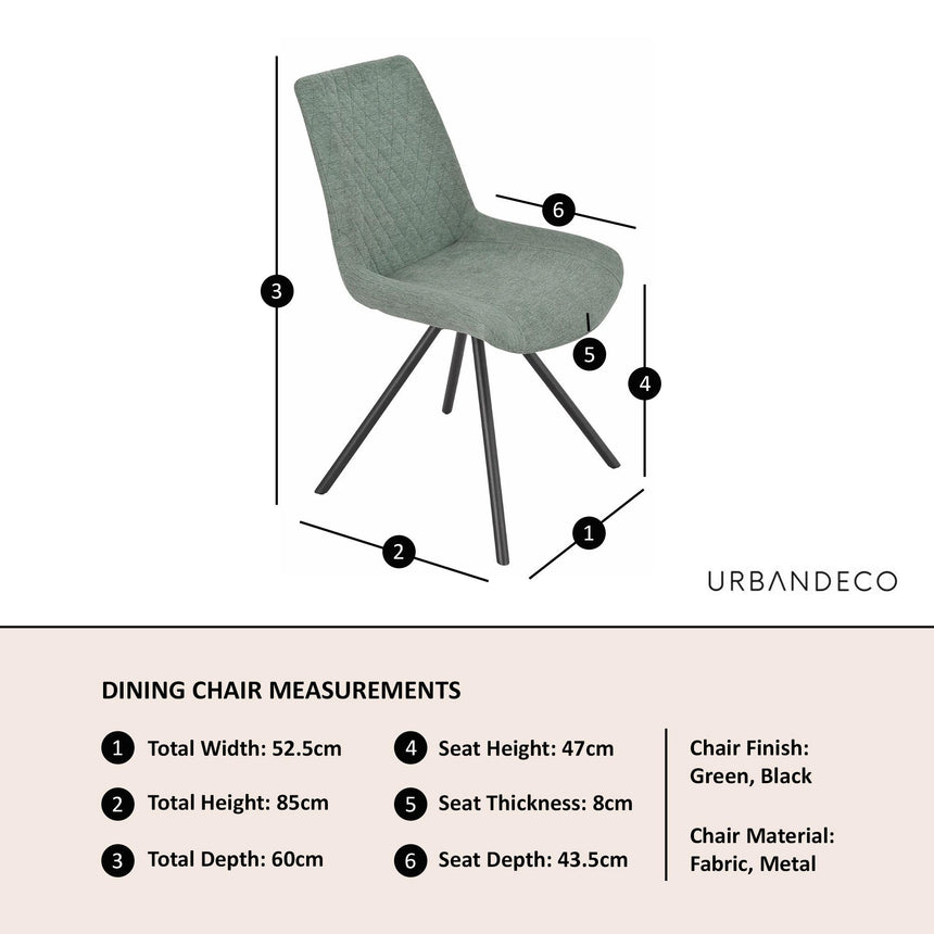 Boden Green Fabric Swivel Dining Chair with Black Legs-7