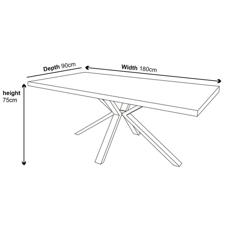 Ezra 6 Seater Grey Concrete Dining Table with Black Spider Legs - 180cm-10