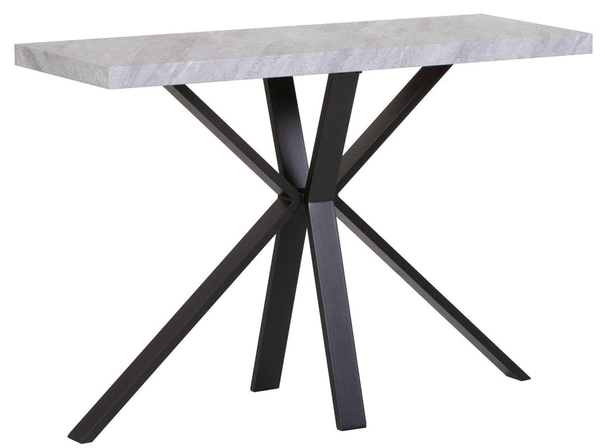Ezra Grey Concrete Effect Console Table with Black Spider Legs-9