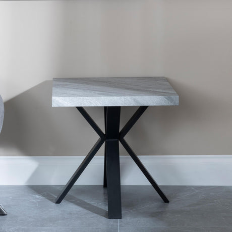 Ezra Grey Concrete Effect Square End Table with Black Spider Legs-2
