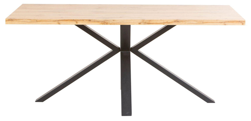 Ezra Oak 6 Seater Dining Table with Black Spider Legs - 180cm-6