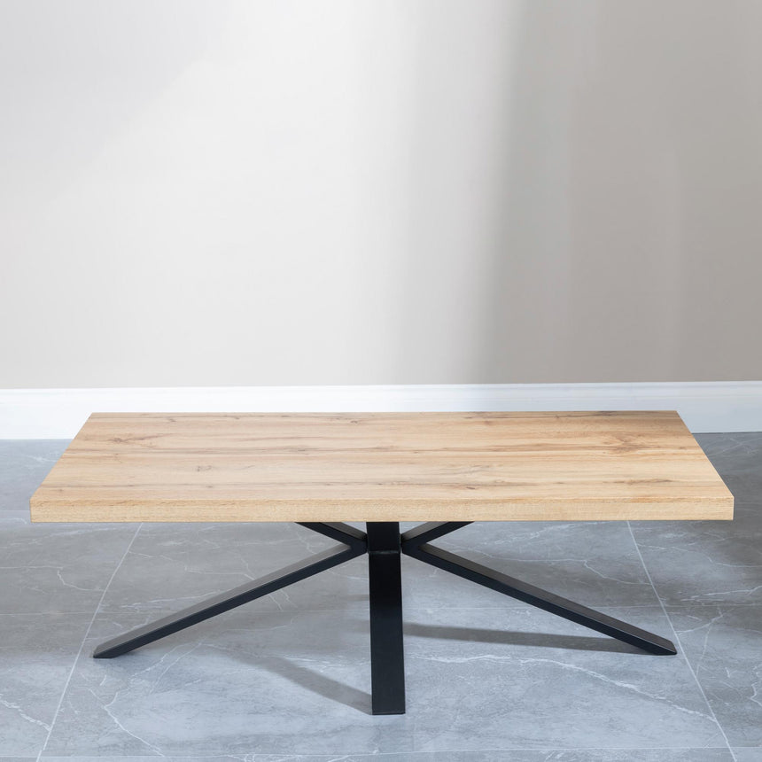 Ezra Oak Coffee Table with Black Spider Legs-2