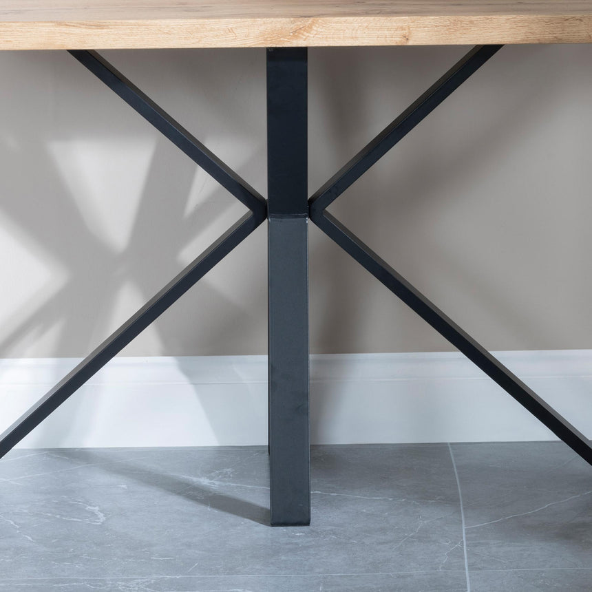 Ezra Oak Console Table with Black Spider Legs-7