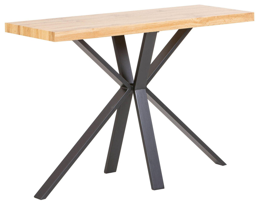 Ezra Oak Console Table with Black Spider Legs-7