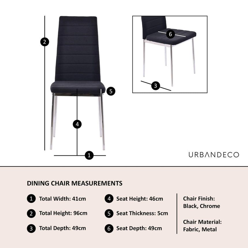 Clearance - Lido Dining Chair in Black Colour Fabric with Chrome Legs-5
