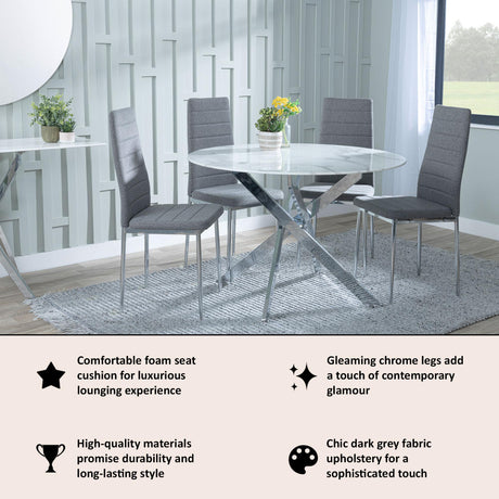 Clearance - Lido Dining Chair in Dark Grey Colour Fabric with Chrome Legs-11
