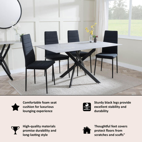 Clearance - Lido Dining Chair in Black Colour Fabric with Black Legs-2