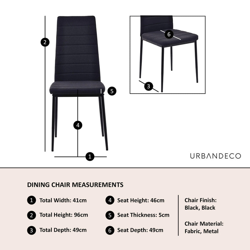 Clearance - Lido Dining Chair in Black Colour Fabric with Black Legs-4