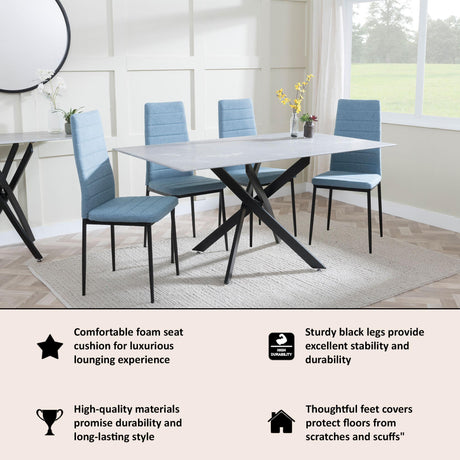 Clearance - Lido Dining Chair in Blue Colour Fabric with Black Legs-11