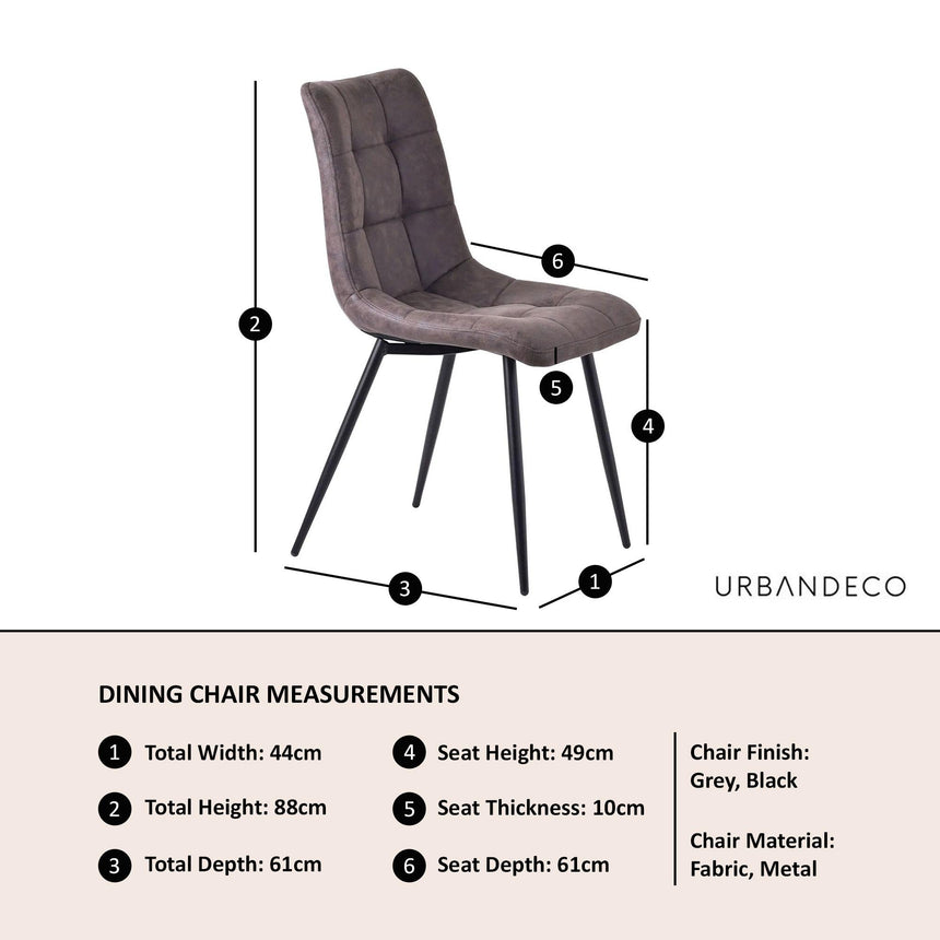 Corona Dining Chairs in Grey Colour Fabric and Black Metal Legs-11