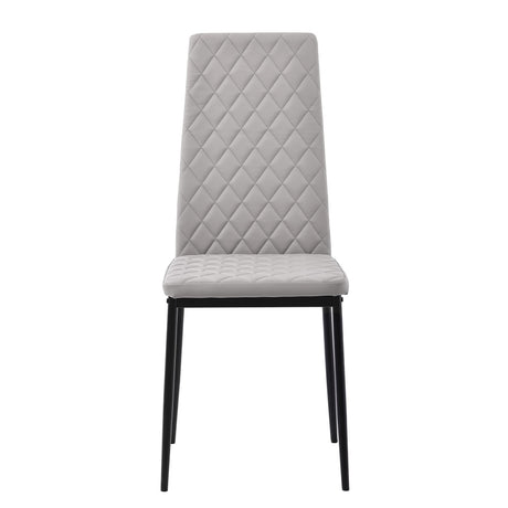 Clearance - Metro Dining Chairs in Beige Colour Leather and Black Metal Legs-2