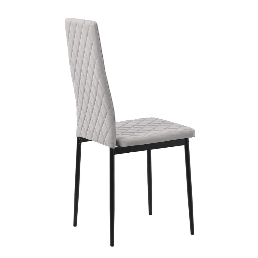 Clearance - Metro Dining Chairs in Beige Colour Leather and Black Metal Legs-10