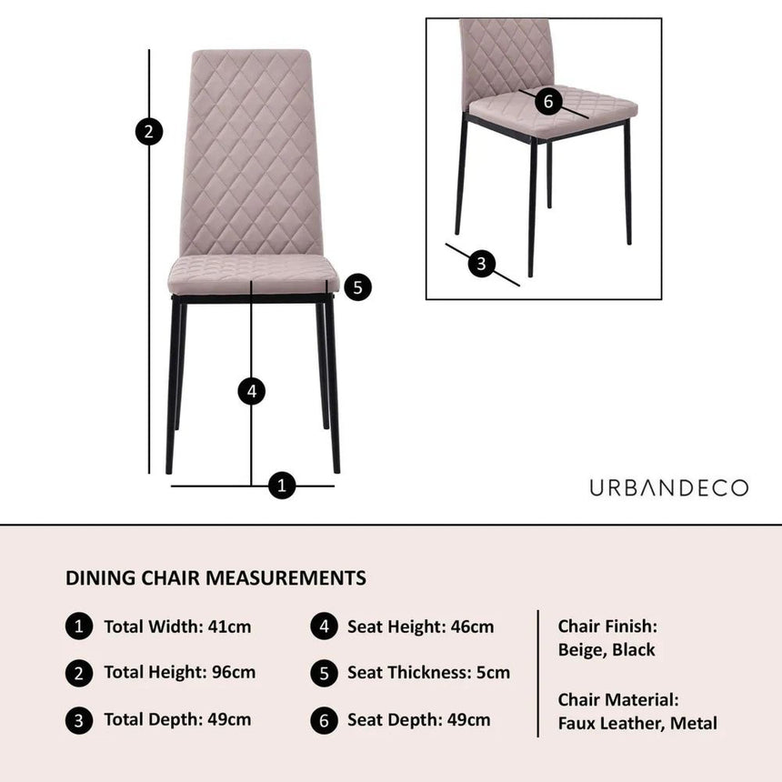 Clearance - Metro Dining Chairs in Beige Colour Leather and Black Metal Legs-6