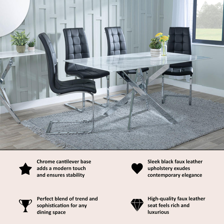 Jamison Black Faux Leather Dining Chair and Chrome Cantilever Base-6