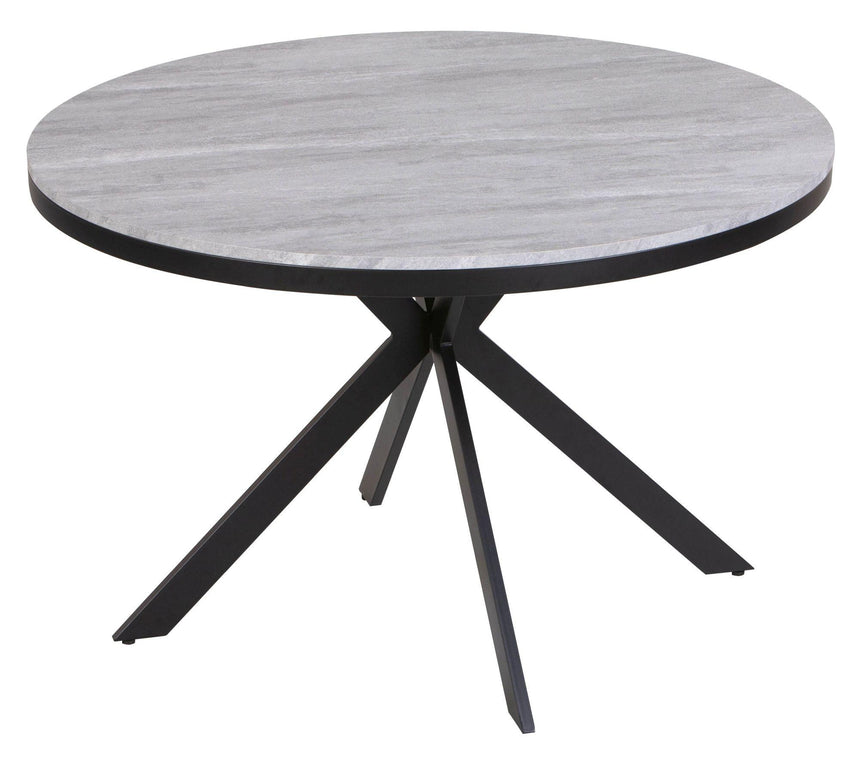 Ezra 4 Seater Grey Concrete Round Dining Table with Black Spider Legs - 120cm-7