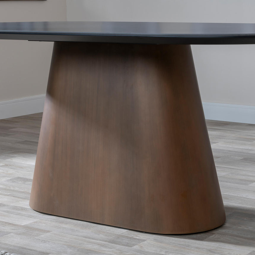 Danetti 180cm Dark Grey Ceramic Oval Dining Table with Bronze Pedestal Base-4