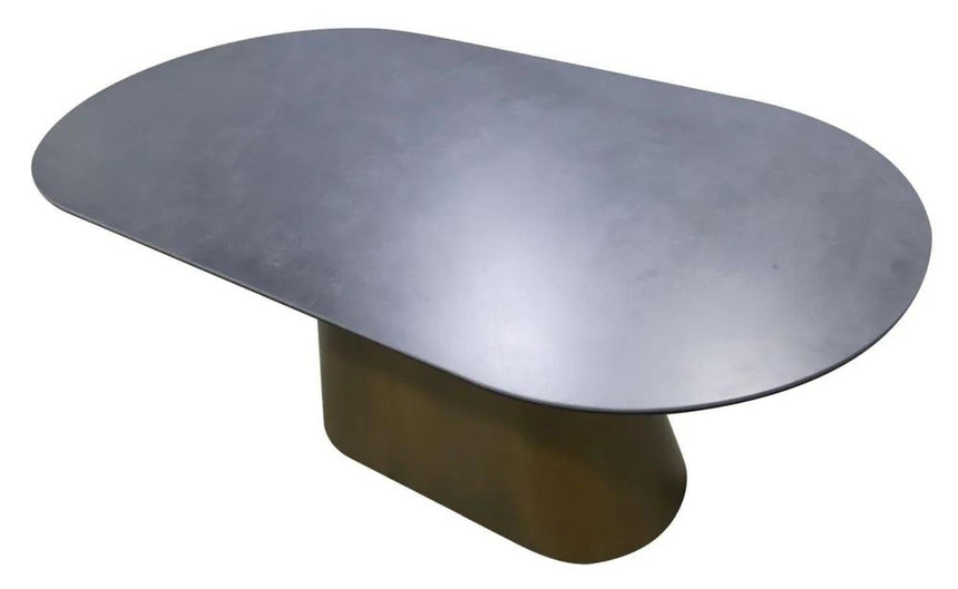 Danetti 180cm Dark Grey Ceramic Oval Dining Table with Bronze Pedestal Base-6