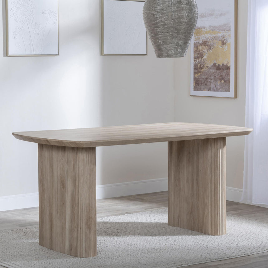 Bern Fluted 6 Seater Oak Effect Pedestal Dining Table - 160cm-3