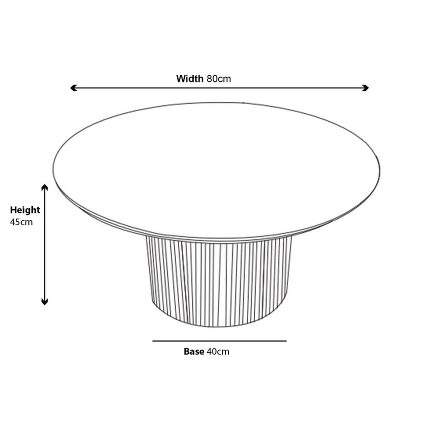 Bern Fluted Oak Effect Round Coffee Table with Drum Base-8