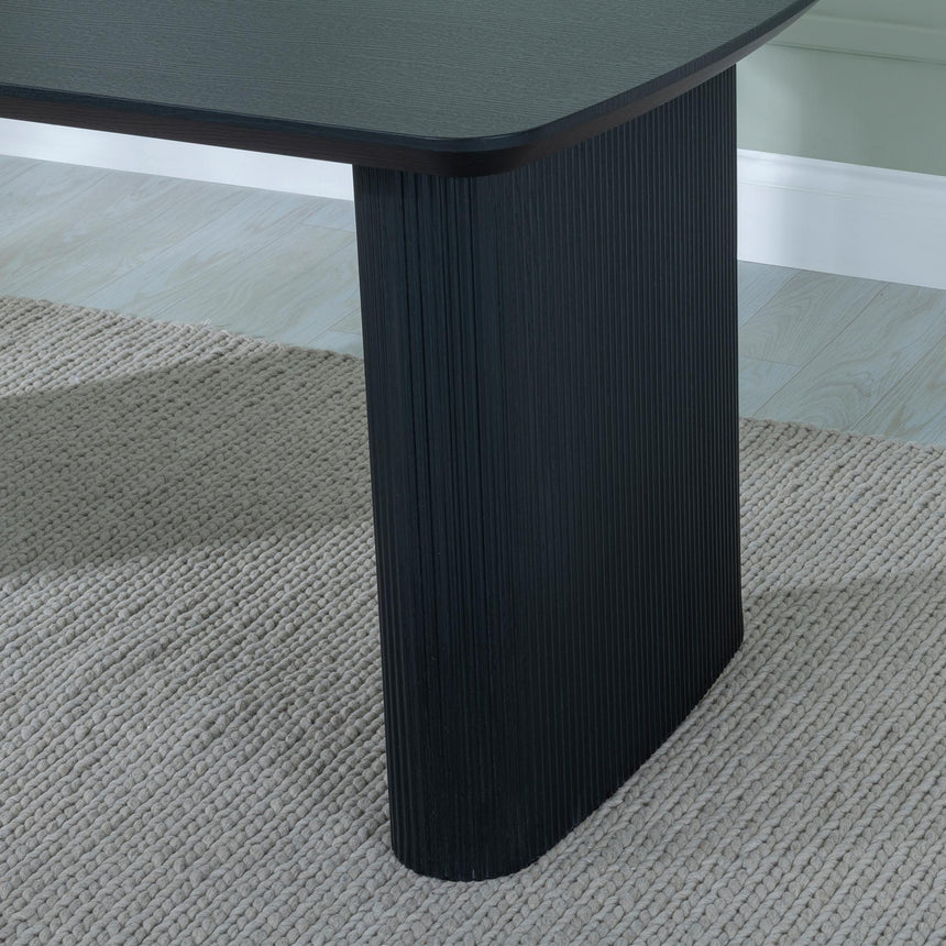Bern Fluted 6 Seater Black Pedestal Dining Table - 160cm-6