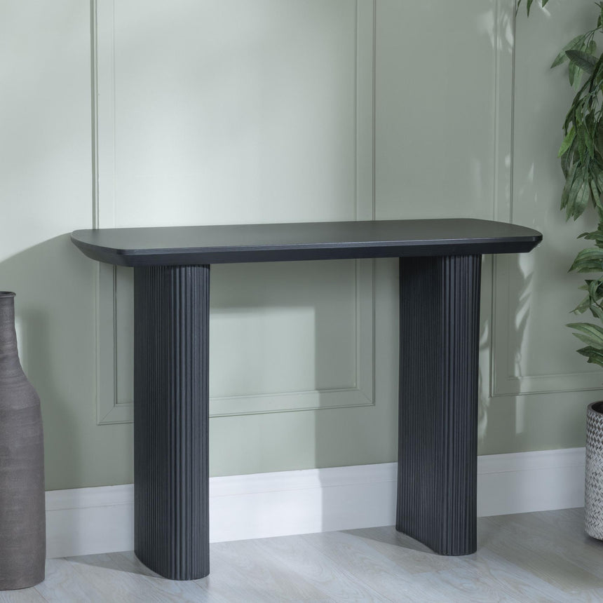 Bern Fluted Black Pedestal Console Table-4